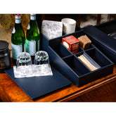 Navy Blue Leather Coffee Condiment Organizer